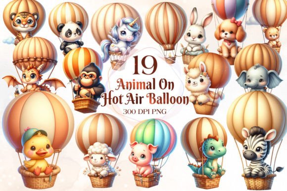 Animal on Hot Air Balloon Clipart Bundle: A Visual Journey