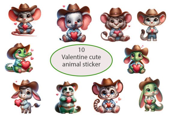Charming Creativity: The Valentine Cure Animal Sticker PNG Set