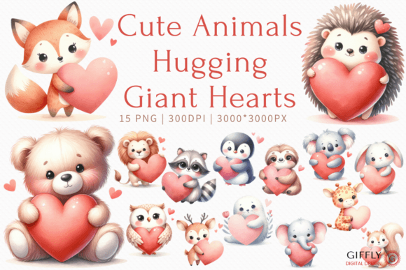 Cute Animal Hugging Giant Heart Clipart: A Design Asset Deep Dive