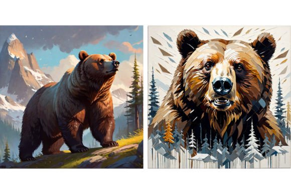 Low Poly Cartoon Bear Mosaic Animal: A Playful Design Asset