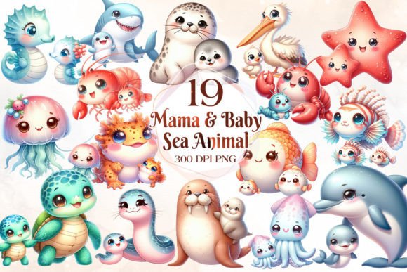 Mom and Baby Sea Animal: A Charming Creative Asset