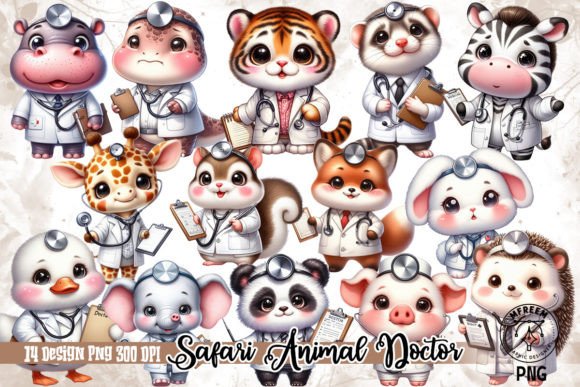 Safari Animal Doctor Sublimation Clipart: Whimsical Vectors for Creative Projects