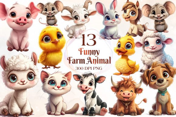 Unleash Rustic Charm with Funny Farm Animal Sublimation Clipart