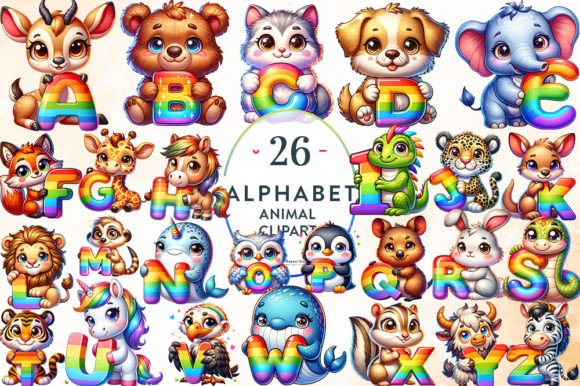 Unleash Your Creativity with A-Z Rainbow Alphabet Animal Clipart